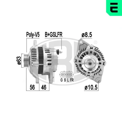 Imagen de ERA 209350A Alternador 14V 85A MITSUBISHI: Lancer 8 Limousine, SMART: Forfour I