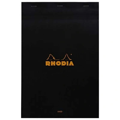 Imagen de Clairefontaine ES Rhodia Bloc de notas grapado y microperforado, DIN A5, 14,8 x 21 cm, 150 hojas, 80 g, cuadrícula naranja, 4 unidades, color naranja 31,8