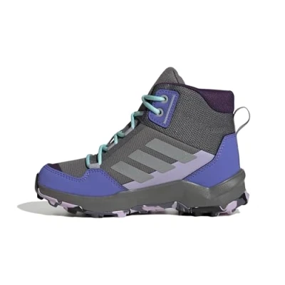 Imagen de adidas Terrex AX4R Mid Hiking Shoes, Zapatos de Senderismo Unisex niños, Grey Four/Matte Silver/Semi Flash Aqua, 31 1/2 EU