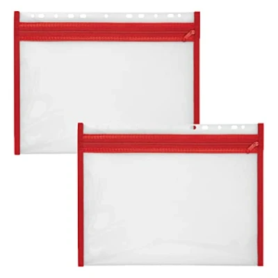 Imagen de VELOFLEX A435402 Funda para documentos con cremallera, 2 piezas, DIN A4, archivable, roja, VELOBAG XS, bolsillo cremallera