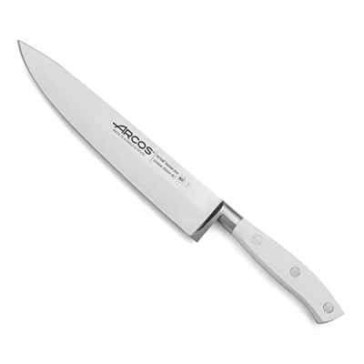 Imagen de Arcos Cuchillo Chef Forjado Profesional Acero Inoxidable. Cocina para Cortar y Pelar Alimentos. Mango Ergonómico Polioximetileno Hoja 200mm. Serie Riviera. Color Blanco.