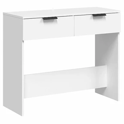 Imagen de vidaXL Mesa Consola de Entrada Auxiliar Pasillo Espejo Decorativa Moderna Salón Sofá Cajones Almacenamiento Madera Contrachapada Blanco