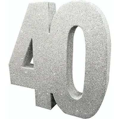 Imagen de Anniversary House Number 40 Purpurina Centro de Mesa Decoración cumpleaños la Edad hitos Recuerdo Fiesta, Color plata, 20 cm (Creative Party H116)