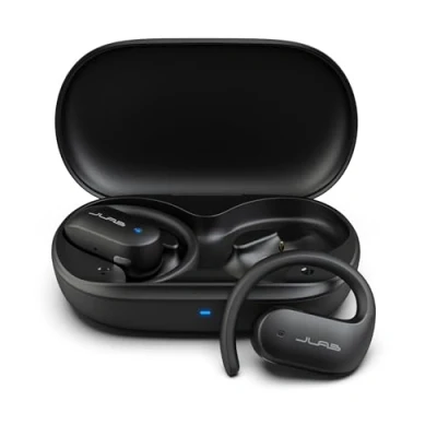 Imagen de JLab JBuds Open Sport Earbuds Auriculares Deportivos Inalámbricos de Tipo Abierto, Ear con Ganchos para las Orejas, 26 Horas Autonomía, Resistencia al Sudor IP55, Negro
