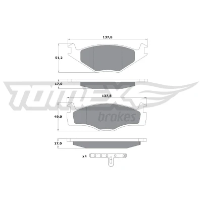 Imagen de TOMEX brakes TX 10 141 Juego de pastillas freno Eje delantero con accesorios SEAT: Ibiza 2, Córdoba I Berlina, Vario