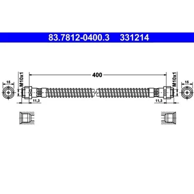 Imagen de ATE 83.7812 0400.3 Latiguillos de Freno 400 PORSCHE: Cayenne, VOLKSWAGEN: Touareg I