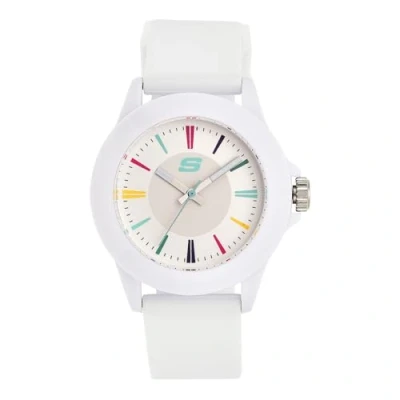 Imagen de Skechers Reloj para mujer Rosencrans, movimiento de tres manecillas, caja policarbonato blanco 40 mm con correa silicona, SR6080