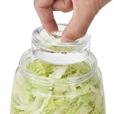 Imagen de Juego de 4 pesas fermentación vidrio con mango innovador para tarro boca ancha, perfecto hacer encurtidos, chucrut y otros fermentadores