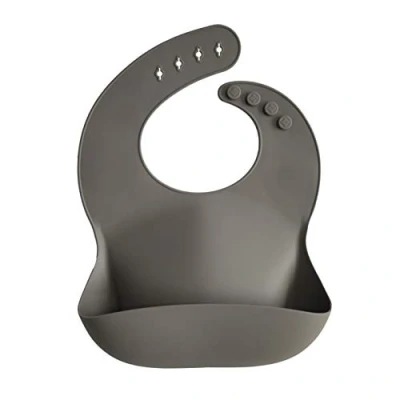 Imagen de mushie Babero de Silicona para Bebés Baberos Alimentación con Bolsillo Fáciles Lavar 4 Tamaños Ajustables Sin BPA Accesorio Durable Niños Pequeños y Niñas Dove Grey