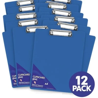 Imagen de Seco Portapapeles con cubierta de PVC A4+ clip resistente, color azul (paquete 12)