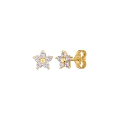 Imagen de Amberta Allure Pendientes Pequeños para Mujer en Oro de 9 Quilates Corazón Oro: Flor