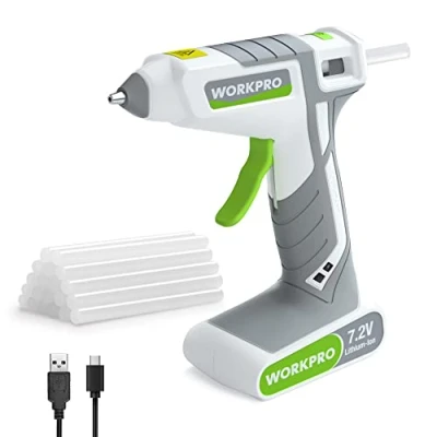 Imagen de WORKPRO 7,2V pistola de silicona caliente a batería, pegamento termofusible, recargable con 20 barras pegamento(7 * 100mm), cable tipo C