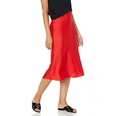 Imagen de The Drop Maya Falda con efecto seda para Mujer, Rojo, S