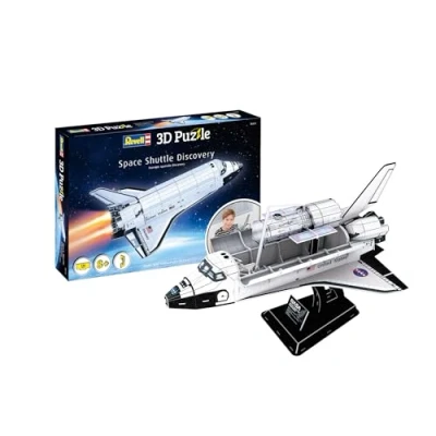 Imagen de Revell Puzzle 3D I Space Shuttle Discovery para entusiastas del espacio, 126 piezas niños, adultos, niños y niñas a partir de 8 años, incluye soporte, diversión construcción e idea