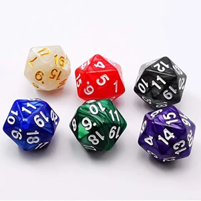 Imagen de Bescon D20 Spindown Dice 22MM, Assorted Marble Colors 6pcs Set