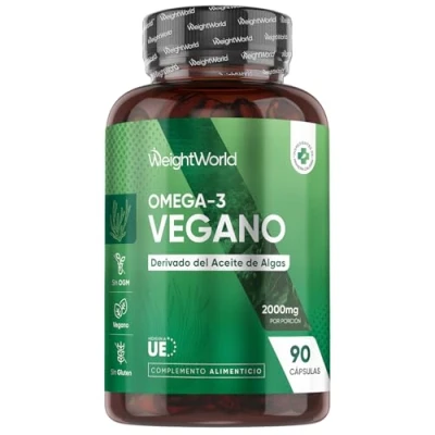 Imagen de Omega 3 Vegano 2000mg de Aceite Algas 90 Cápsulas Aporta 600mg DHA y 300mg EPA, Perlas Veganas Ácido Graso para +1 Mes Suministro