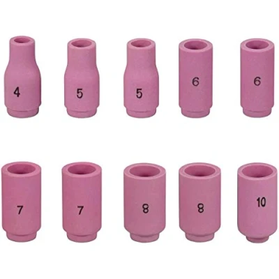 Imagen de RIVERWELD Juego de 10 copas protectoras boquilla alúmina TIG varios tamaños 13N08 No.4 13N09 No.5 13N10 No.6 13N11 No.7 13N12 No.8 Fit SR WP 9 17 18 20 25 26 Antorcha soldadura