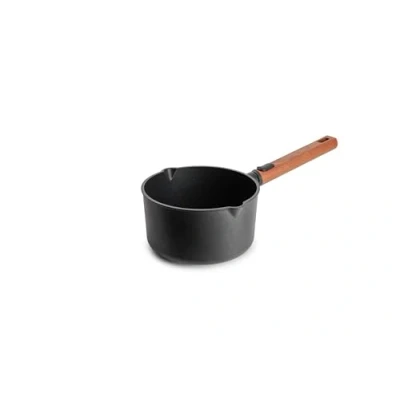 Imagen de Woll Eco Logic QXR Olla para salsa inductiva, diámetro de 18 cm, 10 cm alto, 2,0 litros, con mango madera sostenible extraíble, apta todo tipo cocinas, sin PFAS, revestimiento