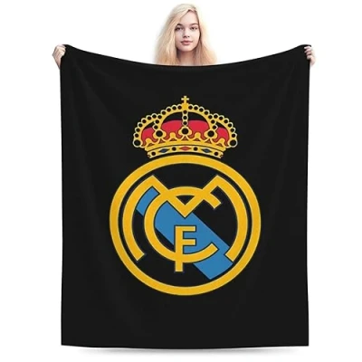 Imagen de ATOurDealss Real Madrid manta de forro polar suave y acogedora, franela ligera cálida para sofá, cama, 80 x 60 pulgadas