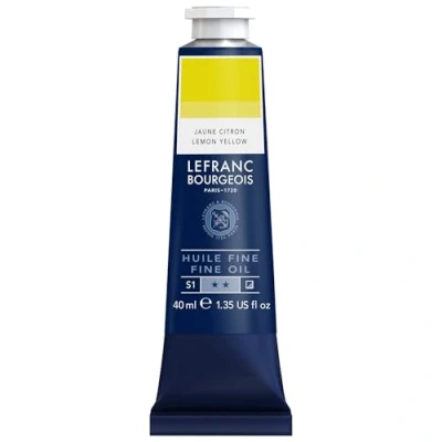 Imagen de Lefranc Bourgeois 301755 Pintura al óleo fina de calidad, resistente a la luz y consistencia uniforme, tubo 40 ml, ideal para lienzos tableros pintura, Limon amarillo