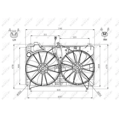 Imagen de NRF 47577 Ventilador de radiador 353 12 100/100 con bastidor (armazón)