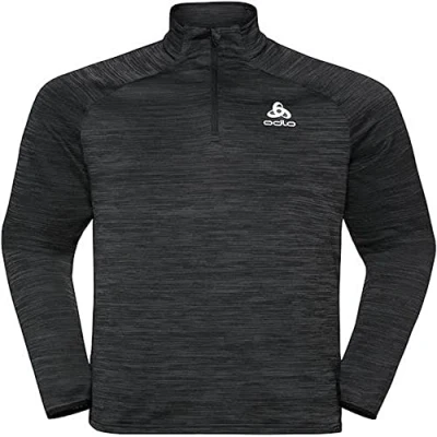 Imagen de Odlo Herren MILLENNIUM ELEMENT Midlayer mit 1/2 Reißverschluss &amp; Stehkragen, Black Melange, L