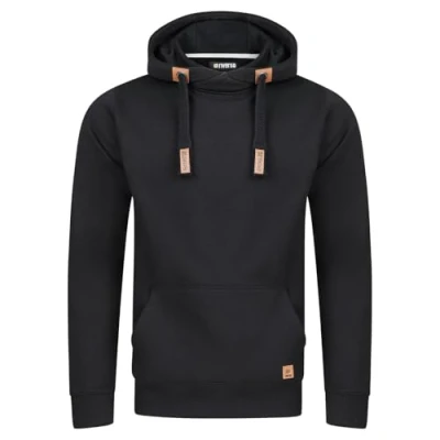 Imagen de riverso Sudadera con Capucha para Hombre RIVNiklas, Bolsillo Canguro, Cuello Cruzado, Regular, Monocolor, Algodón, Gris Marrón Verde Rojo Azul Negro Black (Bjd). L