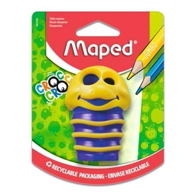 Imagen de Maped Material Escolar Sacapuntas Croc con Depósito 2 Orificios para Afilar Gran Capacidad de Reserva Diseño Lúdico 3 Colores Diferentes