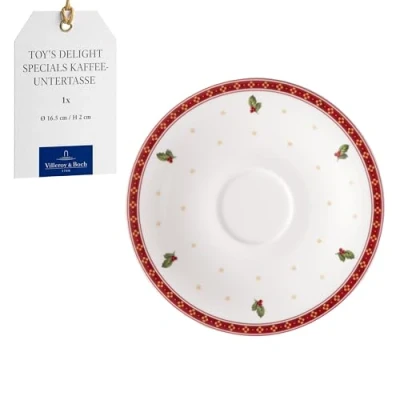 Imagen de Villeroy &amp; Boch Toy&#039;s Delight Specials, plato para taza, ideal tazas de café, pequeño porcelana, vajilla navideña, dulces, 16,7 cm Ø, apto lavavajillas y microondas