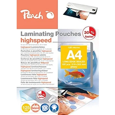 Imagen de Peach Láminas para plastificar A4 125 micras 100 bolsas brillante alta velocidad se puede utilizar en plastificadoras A3 de todos los fabricantes PP525 22