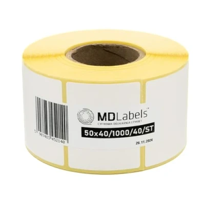 Imagen de MD Labels etiquetas térmicas blancas en rollo de adhesivo permanente, para código barras, adhesivas escribir (tamaño: 50 x 40 mm)