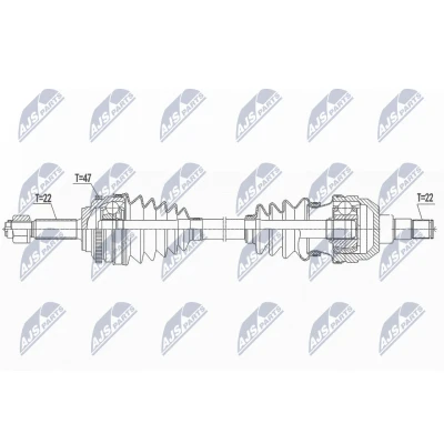 Imagen de NTY NPW DW 043 Árbol de transmisión Eje delantero, izquierda 657 Caja cambios manual