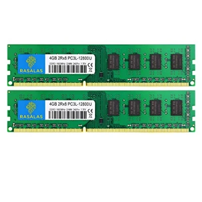 Imagen de Rasalas PC3L 12800U 8GB Kit (2X 4GB) DDR3 1600 RAM 12800 2Rx8 Udimm 1.35V CL11 Memory for Desktop