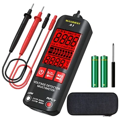 Imagen de MAXRIENY Multímetro Digital Probador Electricial Bolsillo Inteligente Voltímetro Resistencia Frecuencia Continuidad V Alert Comprobador de tensión con caja protectora