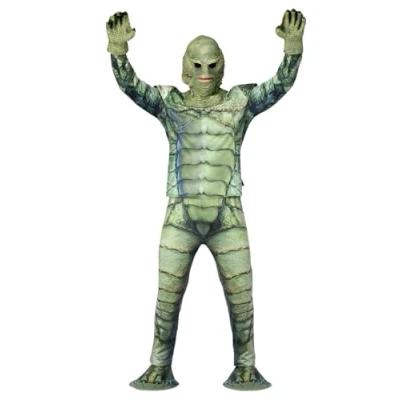 Imagen de Smiffys Disfraz de criatura la laguna negra, Universal Monsters, Top, pantalones, máscara látex y guantes