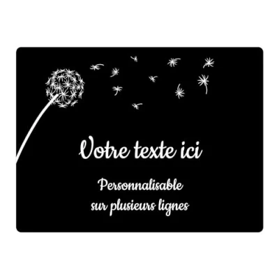 Imagen de Placa grabada funeraria, diseño de diente león, autoadhesiva, 20 x 15 cm, personalizada, 1 a 3 líneas, color negro