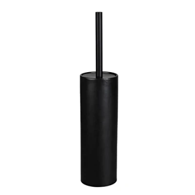 Imagen de Wenko Set para Inodoro de cerámica Casoli, portaescobillas Incl. escobilla con Cabezal Silicona (Ø 7,5), Tapa Flexible plástico, (An./P. x Al.): Ø 9,1 40 cm, Color Negro