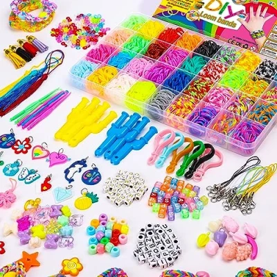 Imagen de Loom juego de bandas para pulseras, 3300 + 36 colores, kit goma con accesorios, iniciación DIY colorido, iniciación, cumpleaños, Navidad, juguetes, manualidades, regalo