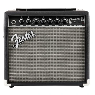 Imagen de Fender Champion II 25, Amplificador Combo para Guitarra, 25W, Adaptado Guitarra Eléctrica, Más Potencia, Efectos y Modelos de Mejorados, Negro/Plata