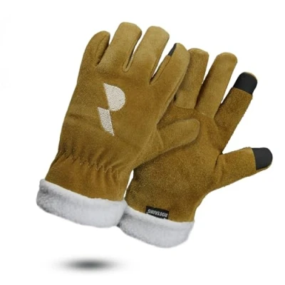 Imagen de ROSTAING guantes MONTBLANC Par de cálidos piel con relleno y táctiles, ideales para trabajos al aire libre, jardinería invernal, cálidos, cómodos, antifríos forro muletón