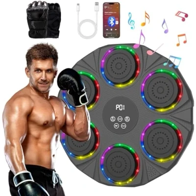 Imagen de LeuKoles Maquina de Boxeo Musical con Guantes Boxeo, Pared Bluetooth, Adulto 9 Modos y velocidades, 17.3 Pulgadas