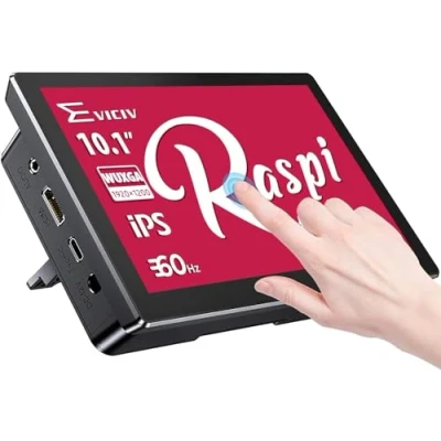 Imagen de EVICIV Monitor Raspberry Pi, Pantalla Táctil de 10,1 Pulgadas, IPS 1280x800 con Ventilador Refrigeración, para Pi 5/400/4/3/2/Zero/B/B+ Jetson Nano Win11/10/8/7
