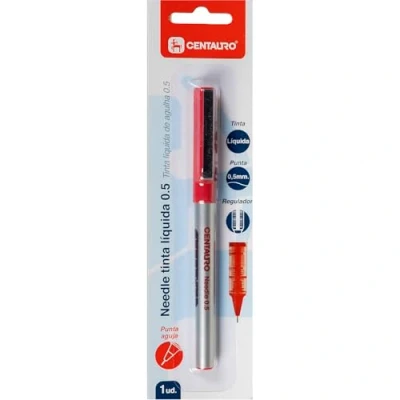 Imagen de Centauro Boligrafo Punta Aguja, Needle 0,5mm, Tinta Líquida, Color Rojo, Gran Presición, Trazo Fino, Menos Presión al Escribir, Perfecto como Material Escolar