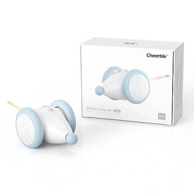 Imagen de Cheerble Juguete Gato Interactivo, Interior, Automático para con Luces LED, Dos Velocidades, Recargable por USB, Ratón Wicked Mouse, Regalo Gatitos (Azul)