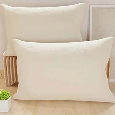 Imagen de PETTI ARTIGIANI ITALIANI Par de Fundas Almohada 80x40 cm, Pareja Funda Cojín Lisas Crema, 100% Microfibra Hipoalergénica, Made in Italy