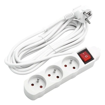 Imagen de Aigostar Regleta alargador de 3 Tomas con Interruptor y Protección Infantil, 5 M, Blanco, 16A 250V