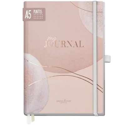 Imagen de paper&amp;you® Premium Bullet Journal dotted A5 [Soft Beige] Cuaderno 190 páginas, papel grueso Agenda con cuadrícula de puntos sostenible y climáticamente neutro