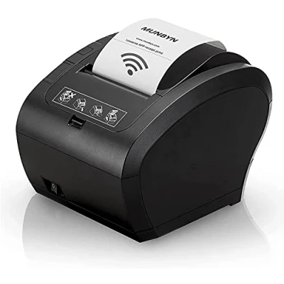 Imagen de MUNBYN WiFi Impresora de Ticket, termica WiFi, Recibos 80mm, Ticketera Velocidad 300mm/s ESC/POS Compatible con Mac/Android/Windows Negro