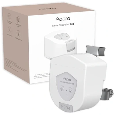Imagen de Aqara Controlador de Válvula T1, Hub Zigbee 3.0 Requerido, Matter over Bridge, Combinado con Detector Fugas Agua, Control Remoto App, Soporta HomeKit, Alexa y Google