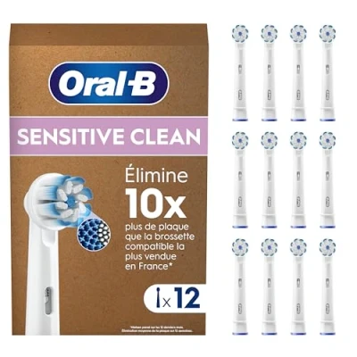 Imagen de Oral B Sensitive Clean Cabezales de Recambio Tamaño Buzón, Pack 12 Recambios Originales Con Tecnología CleanMaximiser para Cepillos Dientes Eléctricos